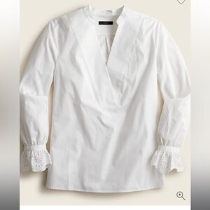 J. Crew White Eyelet Embroidered Top